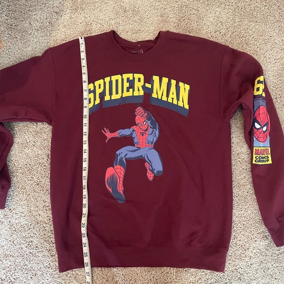 Marvel Comics Spider-Man Graphic Sweatshirt Burgundy Pullover Men's M - Picture 6 of 8